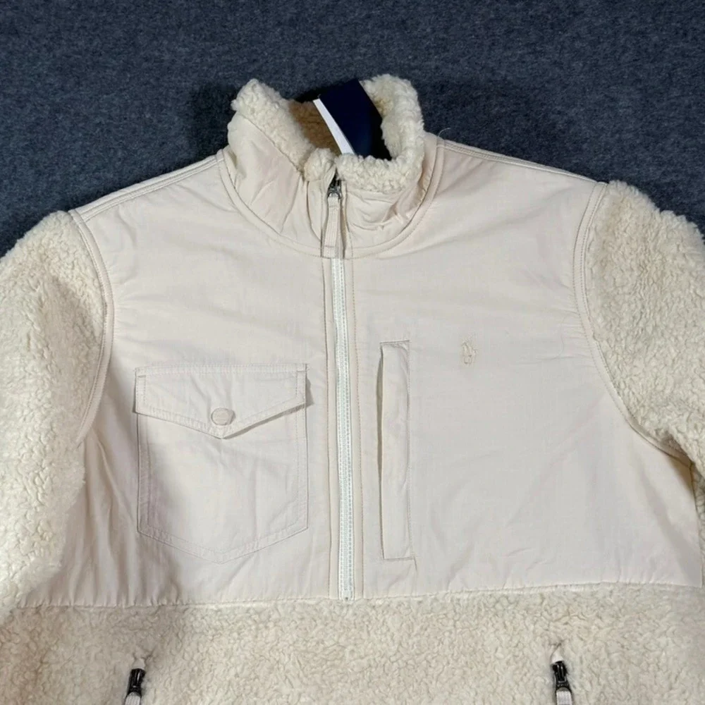 Polo Ralph Lauren Performance Hybrid Sherpa Fleece Pullover Cream Men Medium NWT
